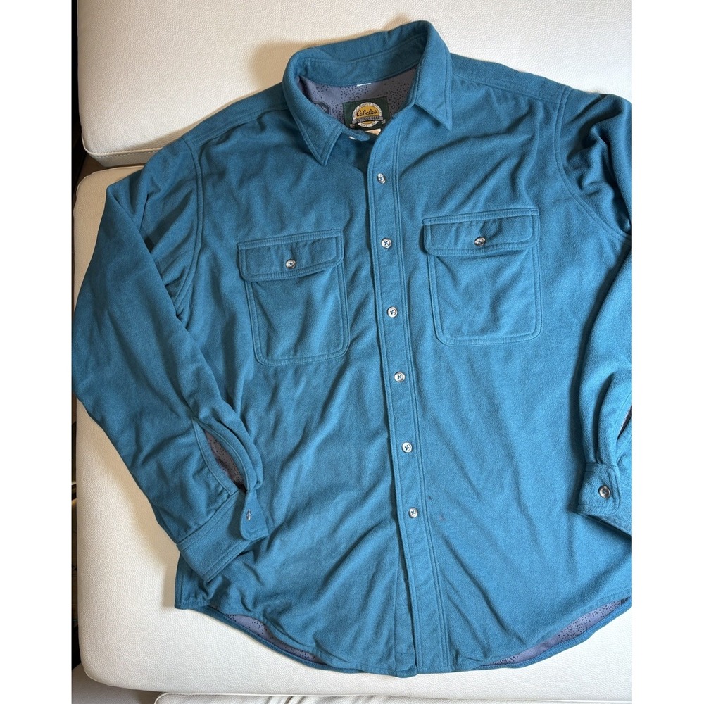 RARE Cabelas Mens XL Teal Blue Polartec/Windstopper GORE USA Made Button Up